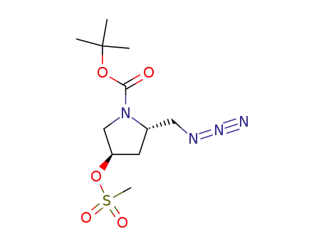 Molecular Structure of 113451-54-0 (1-Pyrrolidinecarboxylic acid, 2-(azidomethyl)-4-[(methylsulfonyl)oxy]-,
1,1-dimethylethyl ester, (2S,4R)-)