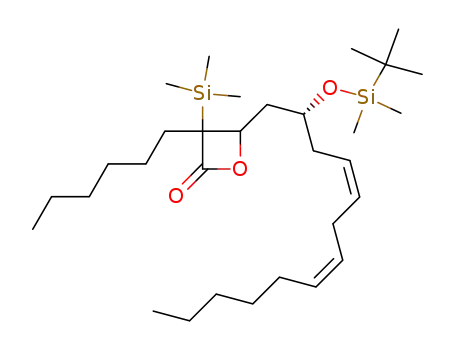 4-((4Z,7Z)-2-<1,1-dimethylethyl(dimethyl)silyloxy>trideca-4,7-dienyl)-3-trimethylsilyl-3-hexyloxetan-2-one