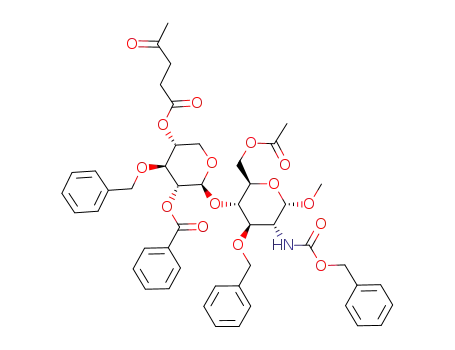 Benzoic acid (2S,3R,4S,5R)-2-((2R,3S,4R,5R,6S)-2-acetoxymethyl-4-benzyloxy-5-benzyloxycarbonylamino-6-methoxy-tetrahydro-pyran-3-yloxy)-4-benzyloxy-5-(4-oxo-pentanoyloxy)-tetrahydro-pyran-3-yl ester