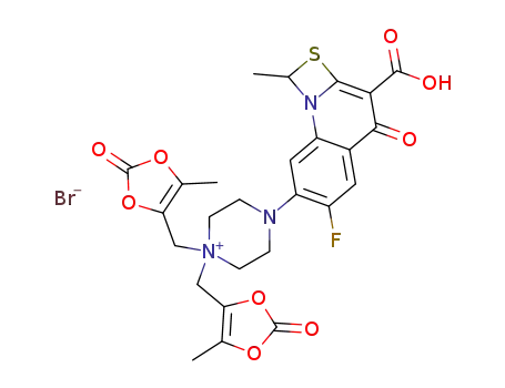 1,1-bis<(5-methyl-2-oxo-1,3-dioxol-4-yl)methyl>-4-(3-carboxy-6-fluoro-1-methyl-4-oxo-4H-<1,3>thiazeto<3,2-a>quinoline-7-yl)-1-piperazinium bromide