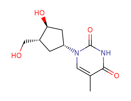 114884-15-0,carbathymidine,2,4(1H,3H)-Pyrimidinedione,1-[3-hydroxy-4-(hydroxymethyl)cyclopentyl]-5-methyl-, [1R-(1a,3b,4a)]-