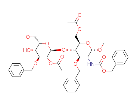 Acetic acid (2R,3S,4R,5R,6S)-3-((2R,3R,4S,5S,6R)-3-acetoxy-4-benzyloxy-6-formyl-5-hydroxy-tetrahydro-pyran-2-yloxy)-4-benzyloxy-5-benzyloxycarbonylamino-6-methoxy-tetrahydro-pyran-2-ylmethyl ester