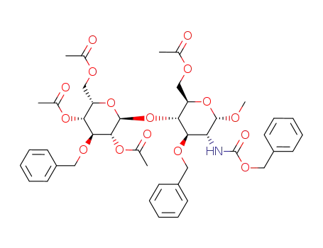 Acetic acid (2R,3S,4R,5R,6S)-4-benzyloxy-5-benzyloxycarbonylamino-3-((2S,3R,4S,5R,6S)-3,5-diacetoxy-6-acetoxymethyl-4-benzyloxy-tetrahydro-pyran-2-yloxy)-6-methoxy-tetrahydro-pyran-2-ylmethyl ester