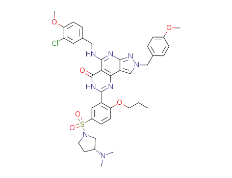 5-(3-chloro-4-methoxy-benzylamino)-8-[5-(3-dimethylamino-pyrrolidine-1-sulfonyl)-2-propoxy-phenyl]-2-(4-methoxy-benzyl)-2,7-dihydro-2,3,4,7,9-pentaaza-cyclopenta[a]naphthalen-6-one