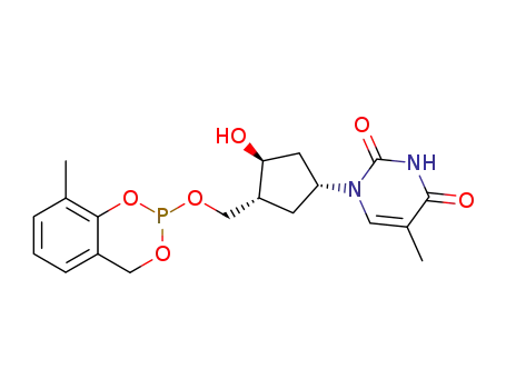 1-{(3S,1R,4R)-3-hydroxy-4-(8-methyl-2-oxo(4H-benzo[d]1,3,2-dioxaphosphan-2-yloxy)methylcyclopentyl)}-5-methyl-1,3-dihydropyrimidine-2,4(1H,3H)-dione