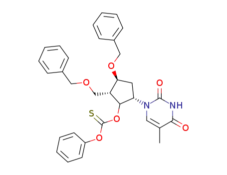 thiocarbonic acid O-[3-benzyloxy-2-benzyloxymethyl-5-(5-methyl-2,4-dioxo-3,4-dihydro-2H-pyrimidin-1-yl)-cyclopentyl] ester O-phenyl ester