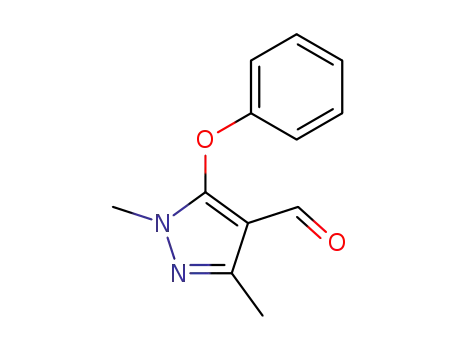 Molecular Structure of 109925-10-2 (1,3-Dimethyl-5-phenoxy-1H-pyrazole-4-carboxaldehyde)