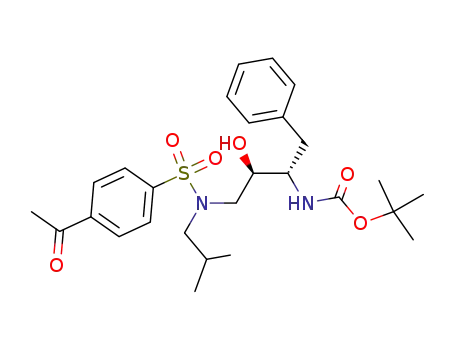 Molecular Structure of 553644-88-5 (Carbamic acid,
[(1S,2R)-3-[[(4-acetylphenyl)sulfonyl](2-methylpropyl)amino]-2-hydroxy-1
-(phenylmethyl)propyl]-, 1,1-dimethylethyl ester)