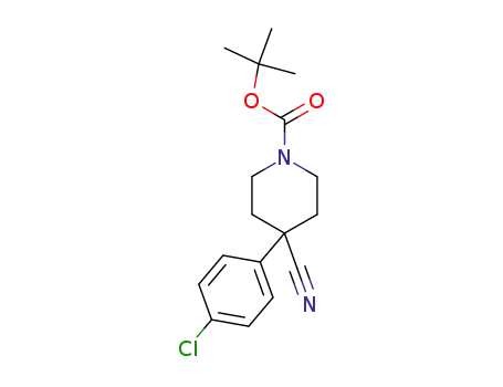 Molecular Structure of 218451-34-4 (TERT-BUTYL 4-(4-CHLOROPHENYL)-4-CYANOPIPERIDINE-1-CARBOXYLATE)