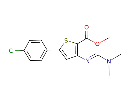 Molecular Structure of 515141-52-3 (2-Thiophenecarboxylic acid,
5-(4-chlorophenyl)-3-[(E)-[(dimethylamino)methylene]amino]-, methyl
ester)