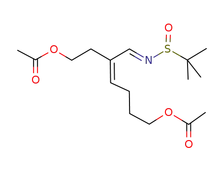 acetic acid 7-acetoxy-3-[(2-methyl-propane-2-sulfinylimino)-methyl]-hept-3-enyl ester