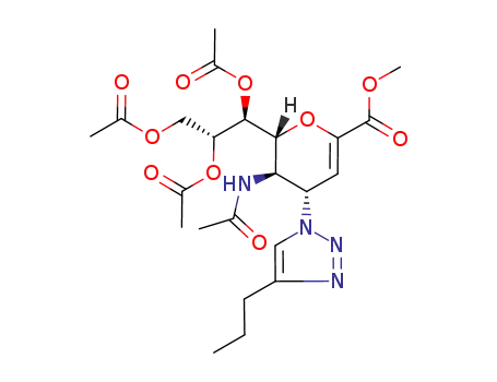 methyl 5-acetamido-7,8,9-tri-O-acetyl-2,6-anhydro-3,4,5-trideoxy-4-(4-propyl-[1,2,3]triazol-1-yl)-D-glycero-D-galacto-non-2-enonate