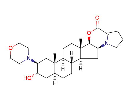 Molecular Structure of 119302-24-8 ((2b,3a,5a,16b,17b)-17-Acetoxy-3-hydroxy-2-(4-morpholinyl)-16-(1-pyrrolidinyl)androstane)