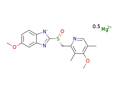 (-)-5-methoxy-2-[[(4-methoxy-3,5-dimethyl-2-pyridinyl)methyl]sulphinyl]-1H-benzimidazole magnesium