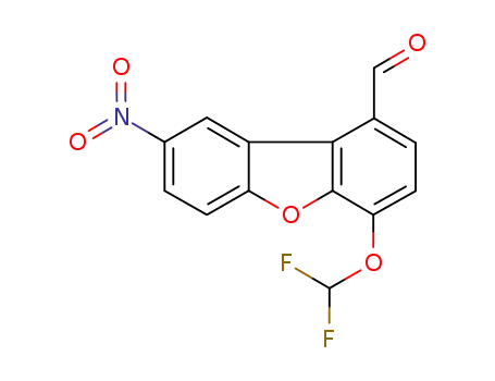 Molecular Structure of 685873-93-2 (1-Dibenzofurancarboxaldehyde, 4-(difluoromethoxy)-8-nitro-)