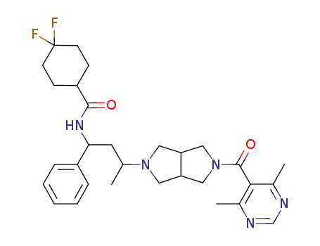 4,4-difluoro-cyclohexanecarboxylic acid {3-[5-(4,6-dimethyl-pyrimidine-5-carbonyl)-hexahydro-pyrrolo[3,4-c]pyrrol-2-yl]-1-phenyl-butyl}-amide