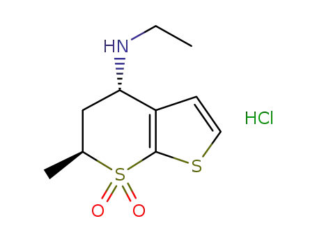 5,6-dihydro-4-(S)-ethylamino-6-(S)-methyl-4H-thieno[2,3-b]thiopyran-7,7-dioxide hydrochloride