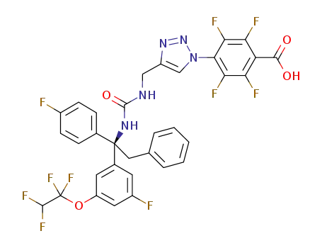 (R)-2,3,5,6-tetrafluoro-4-(4-((3-(1-(3-fluoro-5-(1,1,2,2-tetrafluoroethoxy)phenyl)-1-(4-fluorophenyl)-2-phenylethyl)ureido)methyl)-1H-1,2,3-triazol-1-yl)benzoic acid