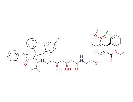 (R)-3-ethyl-5-methyl-2-{[2-({7-[(3-anilinocarbonyl)-5-(4-fluorophenyl)-2-isopropyl-4-phenyl-1H-pyrrol-1-yl]-3,5-dihydroxyheptanoyl}amino)ethoxy]methyl}-4-(2-chlorophenyl)-6-methyl-1,4-dihydro-3,5-pyridinedicarboxylate