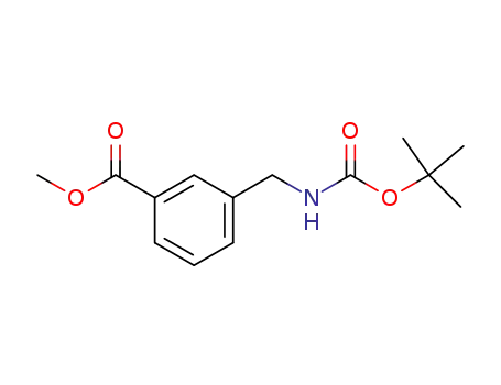 Molecular Structure of 180863-55-2 (Benzoic acid, 3-[[[(1,1-dimethylethoxy)carbonyl]amino]methyl]-, methyl
ester)