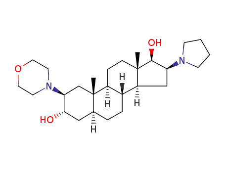 Molecular Structure of 119302-20-4 ((2b,3a,5a,16b,17b)-2-(4-Morpholinyl)-16-(1-pyrrolidinyl)androstane-3,17-diol)