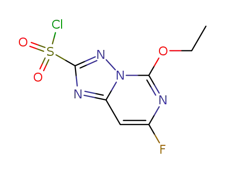 Molecular Structure of 147150-77-4 (2-chlorosulfonyl-7-fluoro-5-ethoxy[1,2,4]triazolo[1,5-c]-pyriMidine)