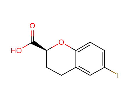 Molecular Structure of 129101-36-6 (2H-1-Benzopyran-2-carboxylic acid, 6-fluoro-3,4-dihydro-, (2S)-)