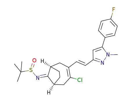 N-((9Z)-3-chloro-4-{(E)-2-[5-(4-fluorophenyl)-1-methyl-1H-pyrazol-3-yl]vinyl}bicyclo[4.2.1]non-3-en-9-ylidene)-2-methylpropane-2-sulfinamide