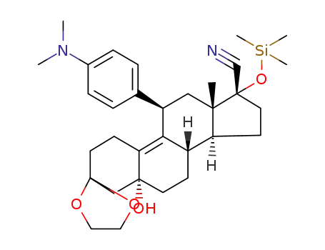 11β-[4-(N,N-dimethylamino)phenyl]-3,3-ethylenedioxy-5α-hydroxy-17α-[(trimethylsilyl)oxy]-5α-estr-9-en-17β-carbonitrile