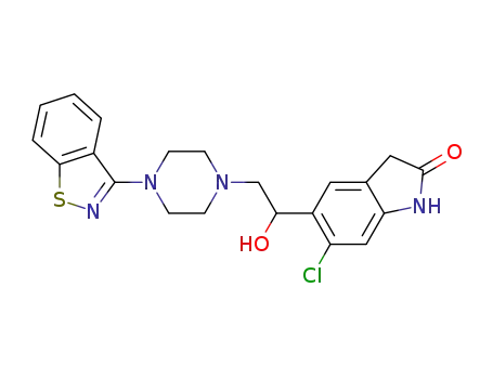5-(2-(4-(1,2-benzisothiazole-3-yl)-1-piperazinyl)-1-hydroxyethyl)-6-chloro-1,3-dihydro-2H-indole-2-one