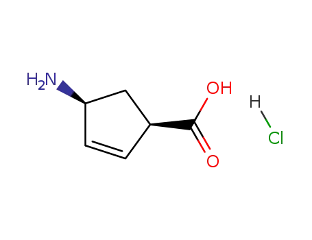 Molecular Structure of 130931-85-0 ((1R,4S)-4-Amino-cyclopent-2-enecarboxylic acid hydrochloride)