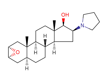 Molecular Structure of 119302-19-1 ((2a,3a,5a,16b,17b)-2,3-Epoxy-16-(1-pyrrolidinyl)androstan-17-ol)