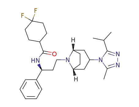 4,4-difluoro-N-[(1S)-3-[(1R,5S)-3-(3-methyl-5-propan-2-yl-1,2,4-triazol-4-yl)-8-azabicyclo[3.2.1]octan-8-yl]-1-phenylpropyl]cyclohexane-1-carboxamide