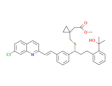 1-(((1(R)-(3-(2(E)-(7-chloro-2-quinolinyl)ethenyl)phenyl)-3-(2-(1-hydroxy-1-methylethyl)phenyl)propyl)thio)methyl)cyclopropane acetic acid methyl ester