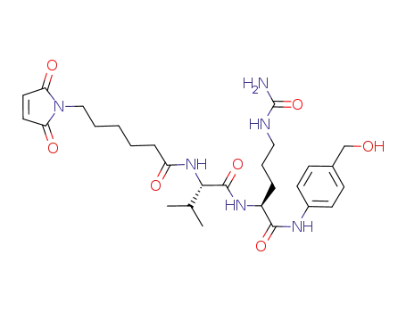 Molecular Structure of 159857-80-4 (N-[6-(2,5-Dihydro-2,5-dioxo-1H-pyrrol-1-yl)-1-oxohexyl]-L-valyl-N5-(aminocarbonyl)-N-[4-(hydroxymethyl)phenyl]-L-ornithinamide)