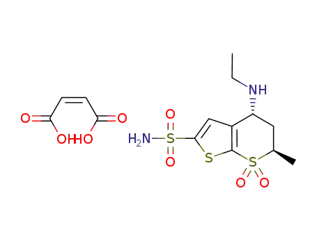 (+/-)-(4S,6S;4R,6R)-4-(ethylamino)-5,6-dihydro-6-methyl-4H-thieno[2,3-b]thiopyran-2-sulfonamide 7,7-dioxide maleate