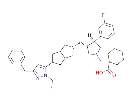 1-(((3S,4S)-3-((7-(3-Benzyl-1-ethyl-(1H)-pyrazol-5-yl)-3-azabicyclo[3.3.0]octan-3-yl)methyl]-4-(3-fluorophenyl)pyrrolidin-1-yl)methyl) cyclohexanecarboxylic Acid