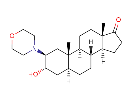 Molecular Structure of 52-72-2 ((2beta,3alpha,5alpha)-3-hydroxy-2-(morpholin-4-yl)androstan-17-one)