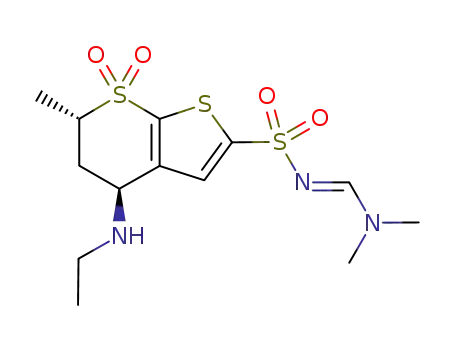 (E)-N'-{[(2S,4S)-4-(ethylamino)-2-methyl-1,1-dioxo-2H,3H,4H-1λ6-thieno[2,3-b]thiopyran-6-yl]sulfonyl}-N,N-dimethylmethanimidamide