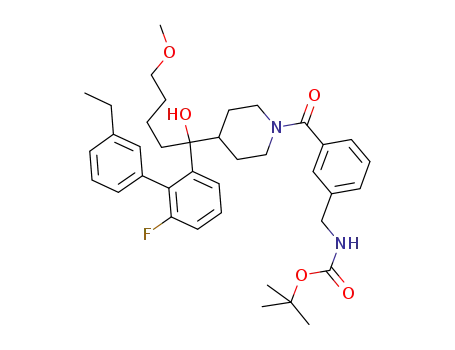 tert-butyl 3-(4-(1-(3'-ethyl-6-fluorobiphenyl-2-yl)-1-hydroxy-5-methoxypentyl)piperidine-1-carbonyl)benzylcarbamate