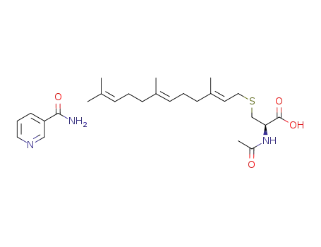 nicotinamide (R)-2-acetamido-3-((2E,6E)-3,7,11-trimethyldodeca-2,6,10-trienylthio)propanoate