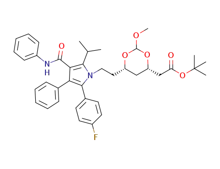 5-(4-fluorophenyl)-2-(1-methylethyl)-1-(cis-t-butyl-2-ethoxy-3,5-dioxane-7-amido-heptanoate)-N-4-diphenyl-1H-pyrrole-3-carboxamide