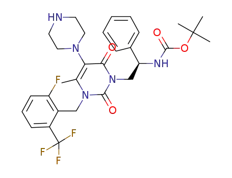 {(R)-2-[3-(2-fluoro-6-trifluoromethyl-benzyl)-4-methyl-2,6-dioxo-5-piperazin-1-yl-3,6-dihydro-2H-pyrimidin-1-yl]-1-phenyl-ethyl}-carbamic acid tert-butyl ester