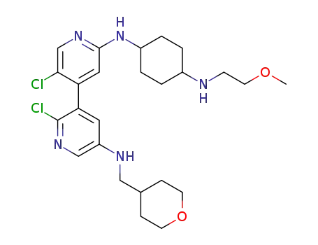 2,5'-dichloro-N2'-(trans-4-(2-methoxyethylamino)cyclohexyl)-N5-((tetrahydro-2H-pyran-4-yl)methyl)-3,4'-bipyridine-2',5-diamine