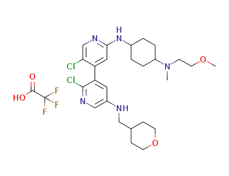 2,5'-dichloro-N2'-(trans-4-((2-methoxyethyl)(methyl)amino)cyclohexyl)-N5-((tetrahydro-2H-pyran-4-yl)methyl)-3,4'-bipyridine-2',5-diamine trifluoroacetate