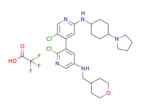 2,5'-dichloro-N2'-(trans-4-(pyrrolidin-1-yl)cyclohexyl)-N5-((tetrahydro-2H-pyran-4-yl)methyl)-3,4'-bipyridine-2',5-diamine trifluoroacetate