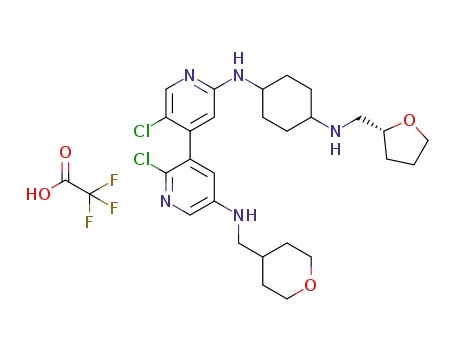 2,5'-dichloro-N5-((tetrahydro-2H-pyran-4-yl)methyl)-N2'-(trans-4-(((R)-tetrahydrofuran-2-yl)methylamino)cyclohexyl)-3,4'-bipyridine-2',5-diamine trifluoroacetate