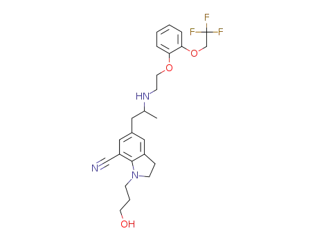 1-(3-hydroxypropyl)-5(R)-[2-({2-[2-(2,2,2-trifluoroethoxy)phenoxy]-ethyl}amino)propyl]-2,3-dihydro-1H-indole-7-carbonitrile