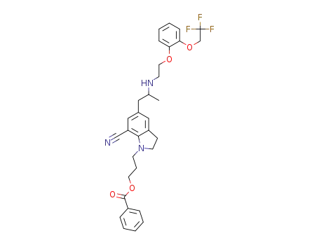 Benzoic acid-3-[7-cyano-5(R)-(2-{2-[2-(2,2,2-trifluoro-ethoxy)-phenoxy]-ethylamino}-propyl)-2,3-dihydro-indol-1-yl]-propyl ester