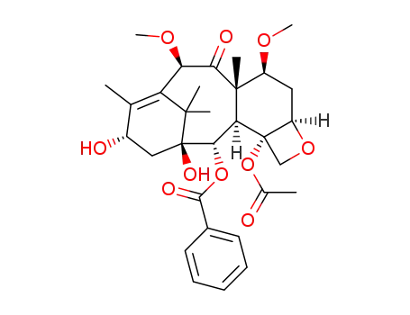 Molecular Structure of 183133-94-0 ((2aR,4S,4aS,6R,9S,11S,12S,12aR,12bS)-12b-(Acetyloxy)-12-(benzoyloxy)-1,2a,3,4,4a,6,9,10,11,12,12a,12b-dodecahydro-9,11-dihydroxy-4,6-dimethoxy-4a,8,13,13-tetramethyl-7,11-methano-5H-cyclodeca[3,4]benz[1,2-b]oxet-5-one)